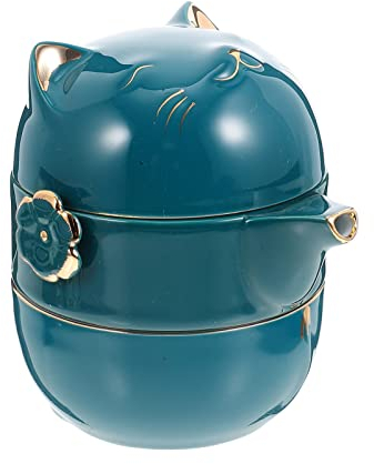 TOPBATHY 1juego Té Decorativo De Porcelana Tetera Creativa Gato Suerte y Tazas Accesorio De Hogar Para Celebraciones y