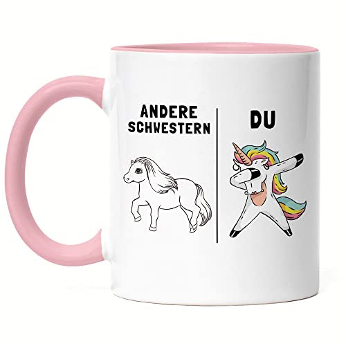 Andere Schwestern Du Tasse Rosa beste Schwester der Welt Geschenk Einhorn Lustig Geschwister Lieblingsschwester