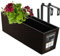 KADAX Blumenkasten 18,5x56 cm, Rattanmuster, Mokka, mit Halterungen, mit Einsatz – wetterfester rechteckiger Pflanzkasten für Balkon und Outdoor