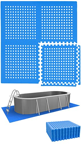 EYEPOWER 8,4 m² Stuoia di Sottofondo per Piscina - 24 Tappetini in Eva 62x62 - Tappeti per Esterni