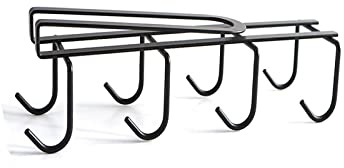 Gittcoll Porte-tasse Fer 8 Crochets sous L'armoire Tasse Thé Support Suspendu Sans Perçage Tasse Café Métal Organisateur Séchage Rangement Ustensiles Cuisine pour Étagère 2,5 cm D'épaisseur (Noir)
