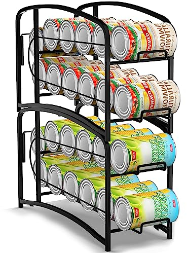 Bomclap Rollen Dosenspender Dosenhalter Kühlschrank Organizer, 2er Set Kühlschrank Dosenspender für Getränkedosen Bier Konserven Aufbewahrung, Kühlschrank Organizer für 24 Dosen mit 330 ml, Schwarz