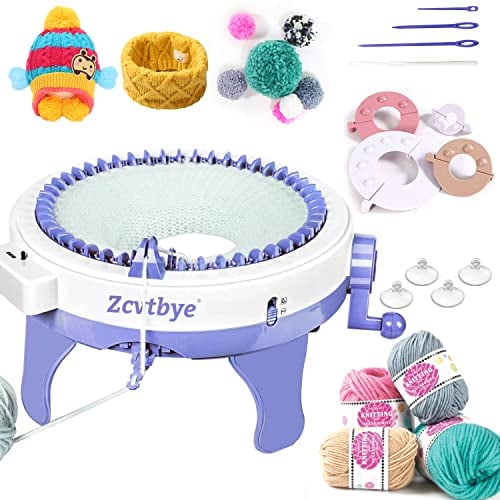 SENTRO 48 Nadeln Strickmaschine mit Reihenzähler, Pompon-Maker und Doppelstrick-Webstuhl – Intelligentes DIY Strickbrett für Mützen, Schals und mehr – Runde, rotierende Strickmaschine