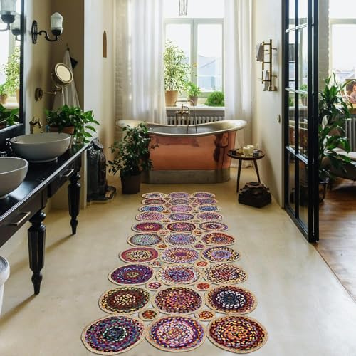 CASAVANI Läufer-Teppich – 2,6x8 Beige und Mehrfarbig handgeflochtener Jute-Teppich, Kelim-Teppich, stark frequentierter Bereich im Schlafzimmer, Nachttischläufer, Küche, Flur und Treppe