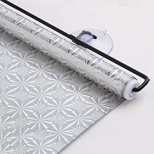 KGUDYS Suction Cup Roller Blinds, Temporary Privacy Blinds, Sunscreen Blackout Blinds, No Drilling Blinds Fix, Suitable for Home, Car, Restaurant, Glass Door Window,Silver-50x125cm/19.7x49.2in