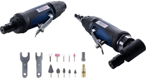 Air die grinder, NEU PNEUPACTURE die grinder set, straight/angle air grinder kit, with 1/4 and 1/8 inch collets, apply to grinding, polishing