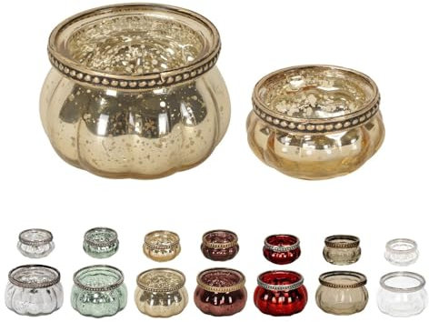 NETPROSHOP Teelichthalter Orientalisch Windlicht aus Glas mit Metalldekor, Farbe:Champagner, Auswahl:5.5 cm