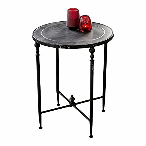 Loberon Beistelltisch Danbury, stilvolles Schmuckstück, kunstvoll gefertigt, edles Antik-Finish, charmante Shabby-Chic-Optik, Ablage, Eisen, antikschwarz