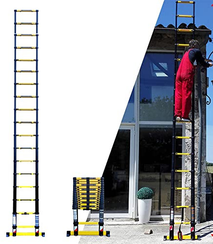 Echelle télescopique 5m20 Woerther Grafitek avec Barre stabilisatrice - Garantie 5 Ans