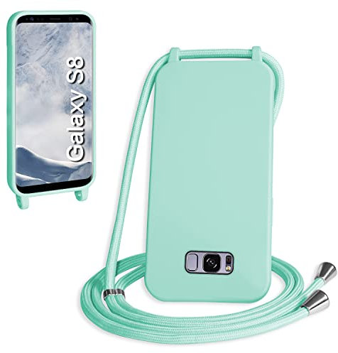 WenBaby Handykette für Samsung Galaxy S8 Hülle mit Band,Handyhülle mit Schnur zum Umhängen Silikon Seil Necklace Schutzhülle mit Kordel Tasche Case TPU Bumper für Galaxy S8- Pfefferminzgrün