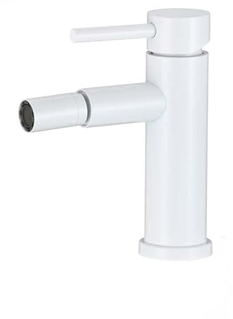 VALAZ Grifo de bide monomando redondo blanco con caño curvo mezclador agua fría y caliente de latón Serie Jabalon
