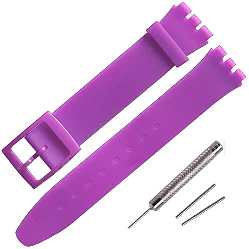 Rihahisy Bracelet de montre de rechange en caoutchouc de silicone pour Swatch (17 mm, violet)