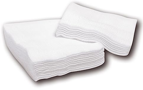 DE Healthcare Products – Mullkompressen (100 St.), 10 × 10 cm, unsterile Wundauflagen aus 100% faserfreier Baumwolle, 12-fach gelegtes saugfähiges Wundmaterial