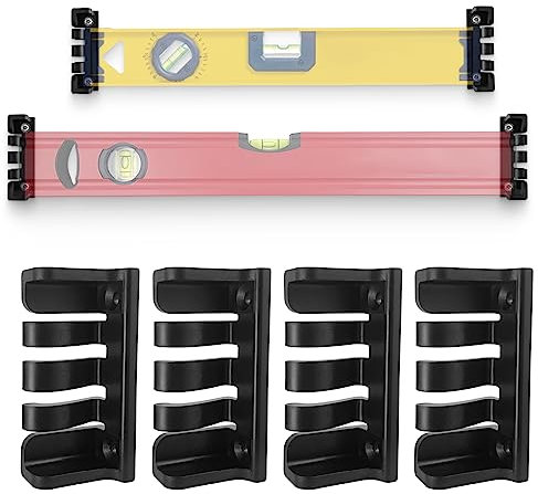 4 Pack Level Holder Universal for all Brands Level Tools, Level Mount Bracket for Storage and Organize on the Wall
