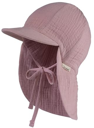 Sterntaler Schirmmütze Nackenschutz Musselin – Bio-Baumwoll-Musselin mit Sonnenschutz, Bindeband und weichem Innenfutter, UV-Schutz 50+