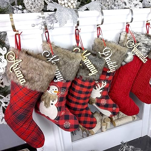 Personalisierte Weihnachtsstrumpf Tags Holz Strumpf Tag Namensschild Ausschnitte Geschenkanhänger Weihnachtsanhänger, Nametag Weihnachtsstrumpf, Strumpf Tags (1 Stück)