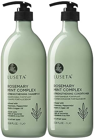 LUSETA Luseta Rosmarin, kräftigendes Shampoo und Spülung mit Minze, nährt und erweicht beschädigte Haare, verdickendes Shampoo zur Haarreduktion, verleiht Glanz für alle Haartypen