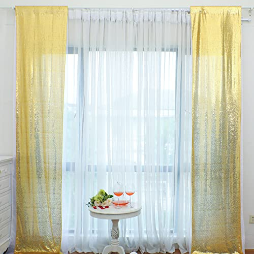 SweetEasy 2 Packungen 60 x 300 cm Pailletten-Fotografie-Hintergrund, Vorhänge, Hochzeits-Hintergrund für Babyparty, Geburtstag, Zuhause, Party, Event, Restaurant, Empfang, Bogendekoration (golden)
