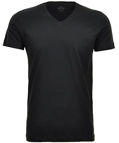 RAGMAN Herren 2 T-Shirt Doppelpack Bodyfit mit V-Ausschnitt Schwarz-009, L