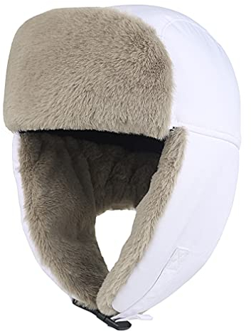 Sleeping forest Winter Trappermütze Männer WintermüTZE Herren with Ear Flaps Winddicht Fliegermütze Einstellbar Fellmütze mit Ohrenklappen Ushanka Aviator Hat Bequem Unisex Kunstfellmütze Weiß