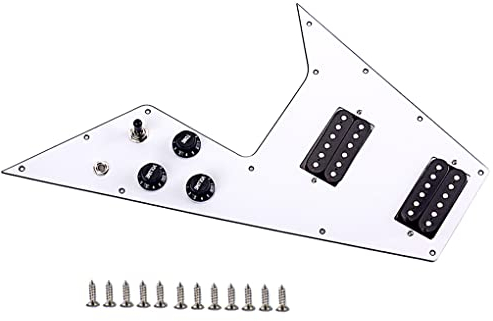 wisoolkic E Gitarren Schlagbrett V Kratzplatte PVC 12 Löcher Tonabnehmer Ersatz Saiteninstrumente Saitenschutz