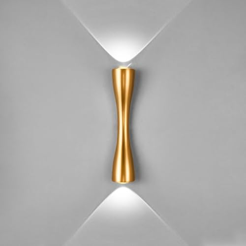 KRUIHAN Wandleuchte nach oben und unten, kreative goldene Wandlampe, moderne Metall-Innenwandleuchten, LED-Wandleuchte, Wandbeleuchtung für Wohnzimmer, Flur, neben Schlafzimmer, Proch-Lampe (35 cm