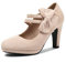 elerhythm Mary Jane - Scarpe da donna con tacco con fiocco, stile retrò, chiuse, punta rotonda, in pelle scamosciata, chic, vintage, stile Gatsby, Nude, 40 EU