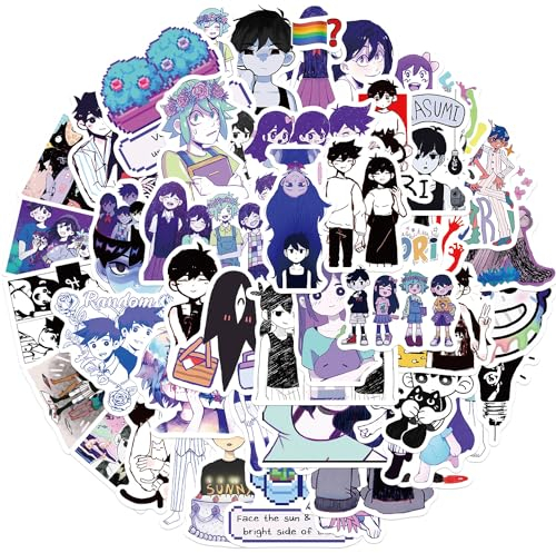 Bric Dodo 50 Stück Omori Aufkleber Auto Laptop Telefon Gitarre Skateboard Motorrad Fahrrad Omori Stickers Set Vinyl Wasserdicht Aesthetic Aufkleber für Jugendliche Kinder Erwachsene