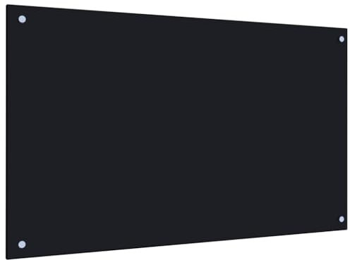 AUVYI Küchenrückwand aus Hartglas 100x60 cm Schwarz Spritzschutz Glas Herd Spritzschutz Glas Spritzschutz Küche Glas Spritzschutz Hinter Herd Küchen Wandschutz Glasplatte Küche