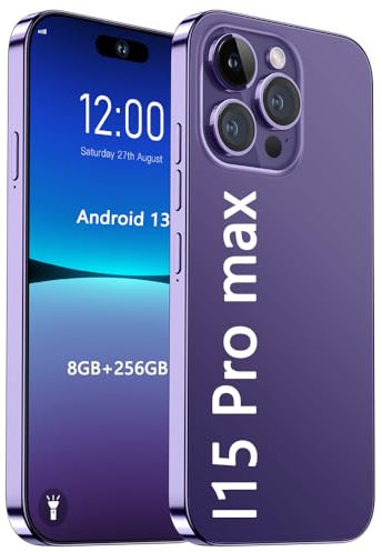 MIZHAO Smartphone I15 Pro Max 5g Android 13 Mobile Phone 7.3 Inches 8gb 512gb 8000mah 72mp 108mp Dual Sim Dual Standby Face Recognition(Size:8GB+512GB,Color:Purple)