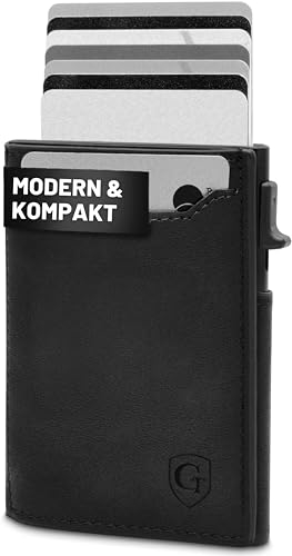GenTo - Slim Wallet mit Münzfach - Geldbeutel Herren für 10 Karten - Geldbörse mit RFID Schutz - Smart Wallet - kleines dünnes Kartenetui - Portemonnaie (schwarz)