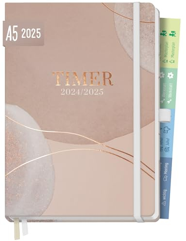 Häfft® Chäff-Timer Premium Kalender 2025 A5 “Soft Beige” Buchkalender, Terminplaner, Terminkalender, Wochenplaner, Wochenkalender 12 Monate: Jan 25 bis Dez 25 - nachhaltig & klimafreundlich