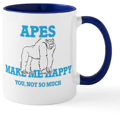 CafePress Apes Make Me Happy Mugs 11 oz (325 ml) Ceramic Coffee Mug