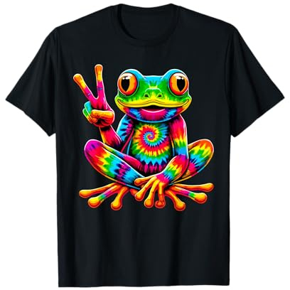 Tie-Dye Frog Peace Sign Hippie T-Shirt