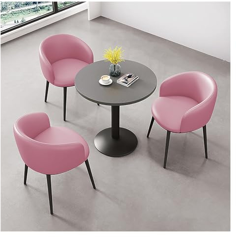 Esszimmer Tisch Und Hocker Set, Runden Esstisch Mit Stühlen Set, Essgruppen Runder Esstisch Mit 3 Stühlen, Sitzgruppe Für Küchentisch Set Für Kleine Räume Wohnzimmer,Terrasse,Büro ( Size : Pink )