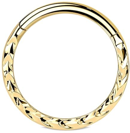 Stachelkleid Clicker Klicker Segmentring Piercing Chirurgenstahl 316l Chevron Design Schwarz Silber Gold 1.2mm Ohrring Conch Daith Nase Nippel Rook Intim Septum Snug Tragus Edel Luxus Schick Elegant