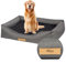 Petsen Hundebett Orthopädisches waschbar – Hundesofa große Hunde – Hundecouch mit Bezug abnehmbar – Hundematte mit Gravieren Namen (Schwarz-Grau, L 100 cm x B 82 cm x H 18 cm)