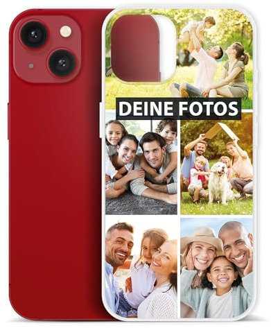 PR Print Royal Personalisierte Handyhülle für Apple iPhone 13 Mini Clear - zum selbst gestalten mit Foto-Collage für 5 Fotos - Handyhüllen iPhone 13, Silikon Transparent | Fotogeschenk