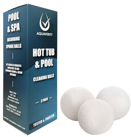 AQUAVERITY Balles de Nettoyage pour Spa – Absorbeurs d'écume flottants efficaces pour Spa et piscines – Facile à Utiliser, réutilisable, respectueux de l'environnement et Entretien du Spa