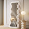 LunaMirror Miroir pleine longueur - 160 x 60 cm - Miroir mural ondulé avec support - Cadre en flanelle ivoire - Miroir mural à suspendre pour chambre à coucher, entrée