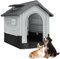 SUBTLETY Hundehütten 70.5x79.5x78cm PP Kunststoff Tierhäuser Bausatz mit wasserdichte Dach & Belüftungsöffnung Fenster & Erhöhtem Fußboden Haustierhütte für Draußen & Innen
