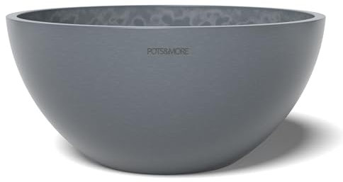 POTS&MORE UMO Bowl 30 VP313101 Pot de Fleurs en Plastique pour Plantes d'intérieur Diamètre 30 cm Design Rond Couleur Gris Hauteur 13,9 cm