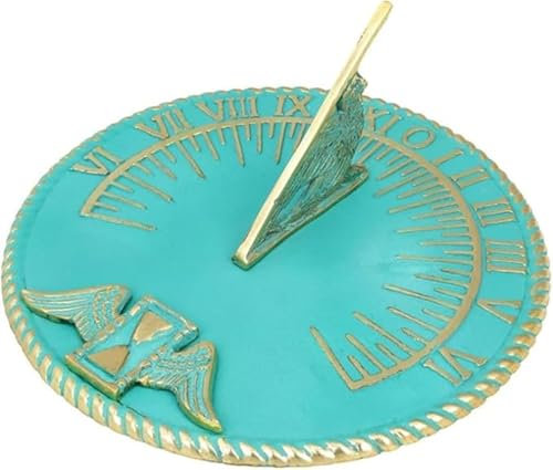 ANTIQUEMEDIEVAL Türkisfarbene Messing-Sonnenuhr für Zuhause, Dekoration, Garten, Kunst, Sonnenuhren für den Garten