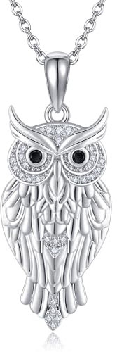 URONE Eule Kette 925 Silber Eulen Anhänger Halskette Eulen Schmuck Geschenke für Damen Eulen Liebhaber