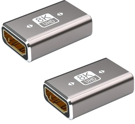 Fadwons 2 Pack HDMI 2.1 Female to Female Adapter, 8K@60Hz/4K@120Hz High Resolution, eARC, HDR, 3D, Aluminum-Shielded, Gaming, Home Cinema, Durable
