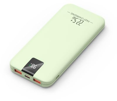 Odetrik Portable Charger 10000mAh 22.5W Power Bank, Fast Charging External Battery Pack with 3 Outputs & 2 Input, Type-C In/Out, LCD Display Slim Portable Phone Charger for Smartphone, Tablets (Green)
