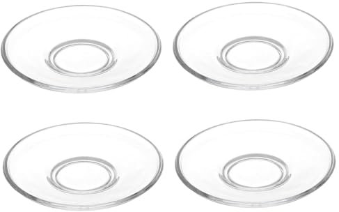 Hbbgdiy 4pcs klare Glasplatten, 3, 5 Zoll kleine runde Glasuntertur, waschbare und Wiederverwendbare Teeplatten, Dessertgerichte und Snackschalen für Küche Restaurants