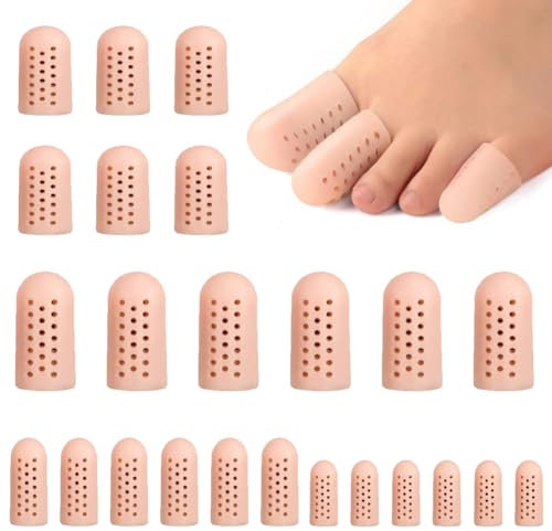 Protège Orteil Silicone, 24 Pièces Protecteurs D’Orteil Respirants, 4 Tailles Capuchons D'orteils Respirantes, Petite Capuchon Orteils, Pour Homme Femme, Idéal Pour, Callosités, Cors