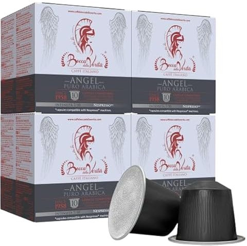BOCCA DELLA VERITA - 40 capsules - Capsules compatibles avec les machines Nespresso®, Made in Italy (40 Capsules, Angel Arabica 100%)