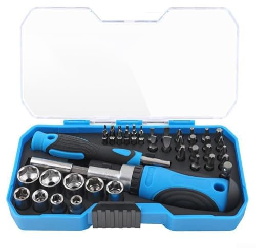 34-in-1 Magnetic Ratchet Screwdriver Set, Versatile Tools for Every Repair, Magnetic Ratchet Screwdriver Set with Flip Top Case for Easy Packing and Portability(44-Piece)